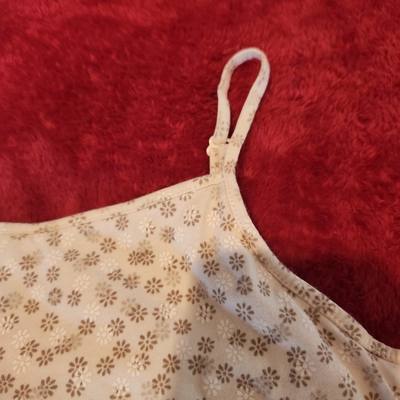 GAP Stretch Womens Crop Tank Top Floral Print White Brown Adjustable Sz Medium - Picture 7 of 9